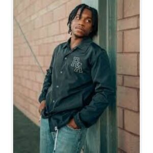 Russell Athletic Coaches Jacket RA Quality Goods Snap‎ Front Black Size XL